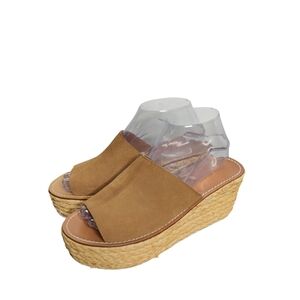 ☀️ZARA WOMAN | TAN SUEDE BRAIDED PLATFORM, SIZE 38/7.5